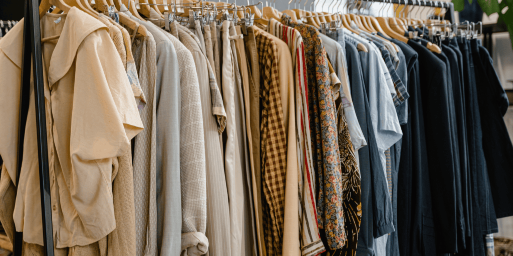 Deploy is one of the many businesses in North London and this image shows a rack of clothing 